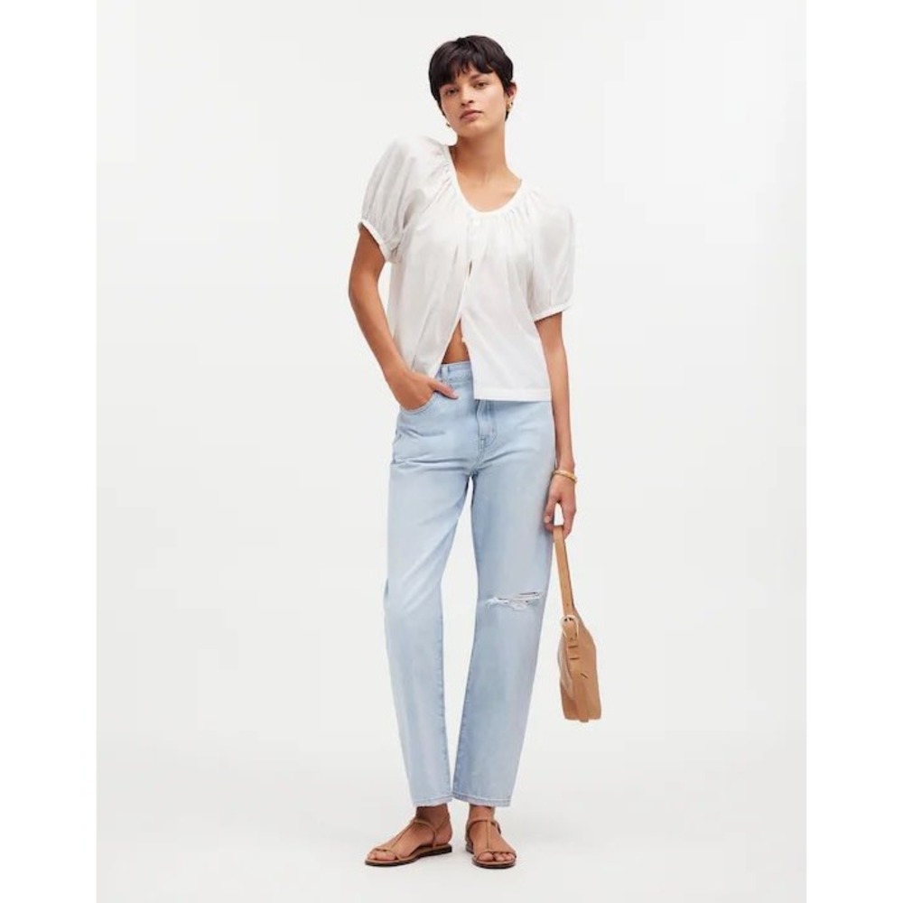 Madewell‎ 90s Straight Crop Jeans Light Wash Distressed Denim Women's Size 25